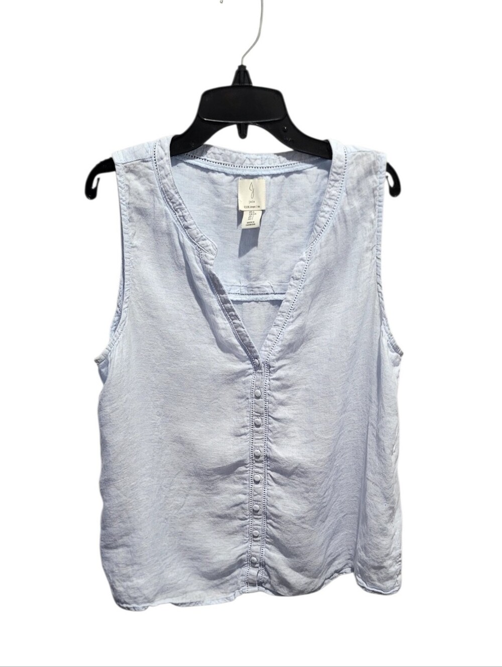 Joie 100% Linen Sleeveless Button Front Blouse Baby Blue Size L